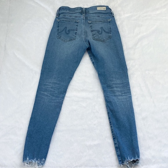 Light Wash Adrianna Goldschmied AG The Farrah Skinny High Rise Frayed Hem Jeans - Picture 4 of 6